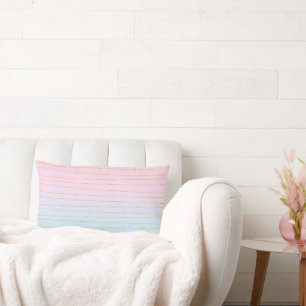 Coussin Rectangle Ombre bleu rose avec lignes or