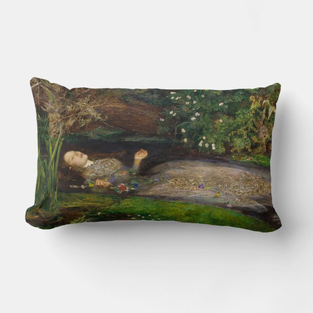 Coussin Rectangle Ophélie, ch. 1852 par Sir John Everett Millais (Recto)