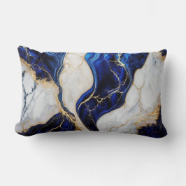 Coussin Rectangle Or Abstrait, blanc et bleu royal