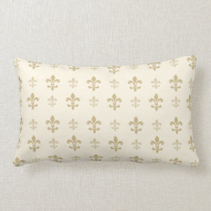 Coussin Rectangle Or et crème Elegant Fleur de Lis