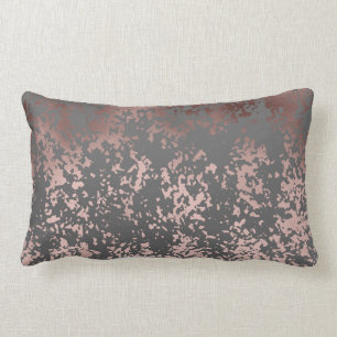 Coussin Rectangle or rose de faux élégant et traçages gris