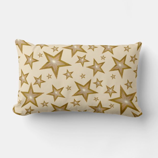 Coussin Rectangle "Or" Stars jeter l'oreiller lumbar crème retour (Recto)