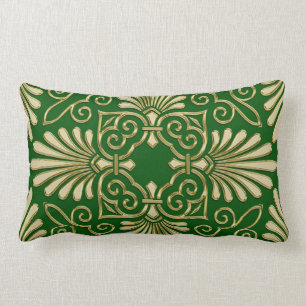 Coussin Rectangle Or vert 01 de rétro damassé romantique d'art déco