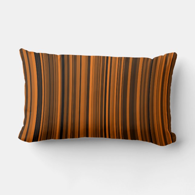 Coussin Rectangle Orange Brown en bandes noires (Verso)