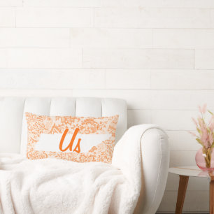 Coussin Rectangle Orange Floral Tennessee Votre Etat ensemble "nous"