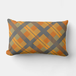 Coussin Rectangle Orange Mustard Navy Turquoise rayé