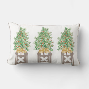 Coussin Rectangle Orange Topiaire Beige Chinoiserie