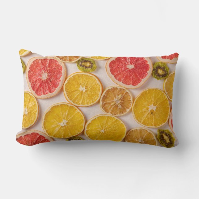 Coussin Rectangle Oranges coupées Pamplemousse et fruits Motifs Kiwi (Recto)