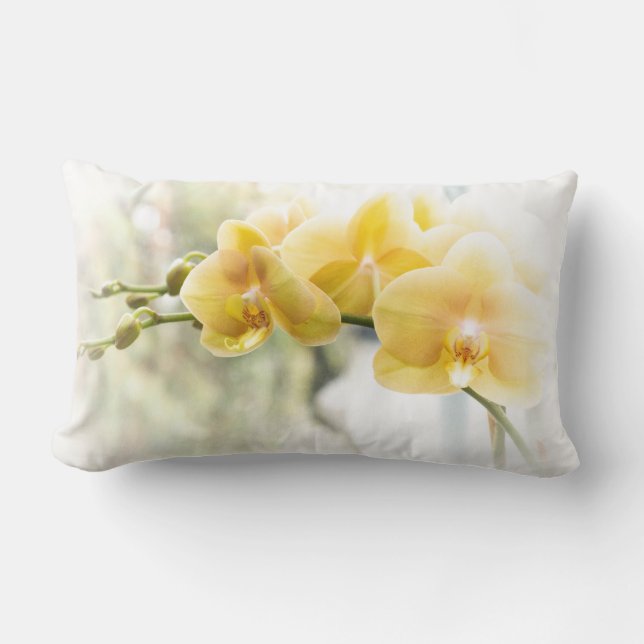 Coussin Rectangle Orchidée à papillon jaune sous le soleil (Recto)