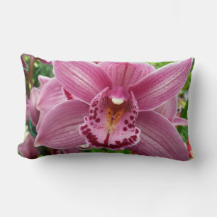 Coussin Rectangle Orchidée Violette Élégante Botanique Florale