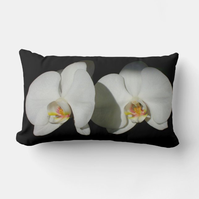 Coussin Rectangle Orchidées blanches romantiques, photo florale trop (Recto)