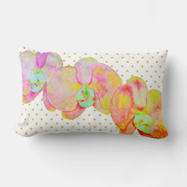 Coussin Rectangle Orchidées des Caraïbes, fleurs d'aquarelle tropica