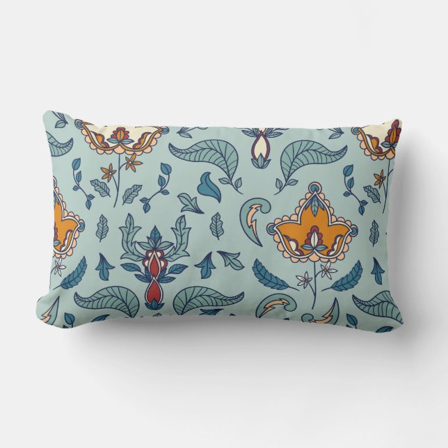Coussin Rectangle Ornate floral pattern on a pale blue background (Recto)