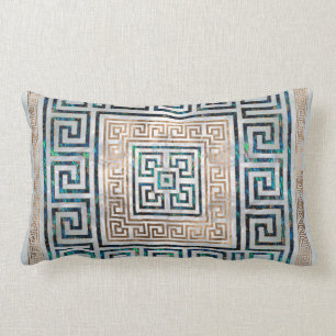 Coussin Rectangle Ornement principal grec - ormeau et or