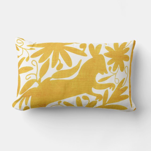 Coussin Rectangle Otomi âne, Jaune d'or (Recto)