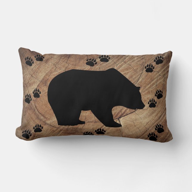 Coussin Rectangle Ours Noir Et Paniers Ours (Recto)