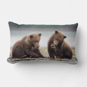 Coussin Rectangle Oursons brun par le ruisseau