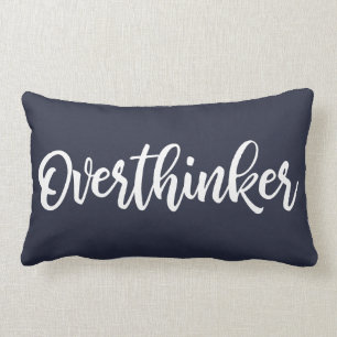 Coussin Rectangle Overthinker Simple drôle Anxiété Humour Typographi