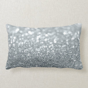 Coussin Rectangle Paillettes tendance glamour bokeh argenté brillant