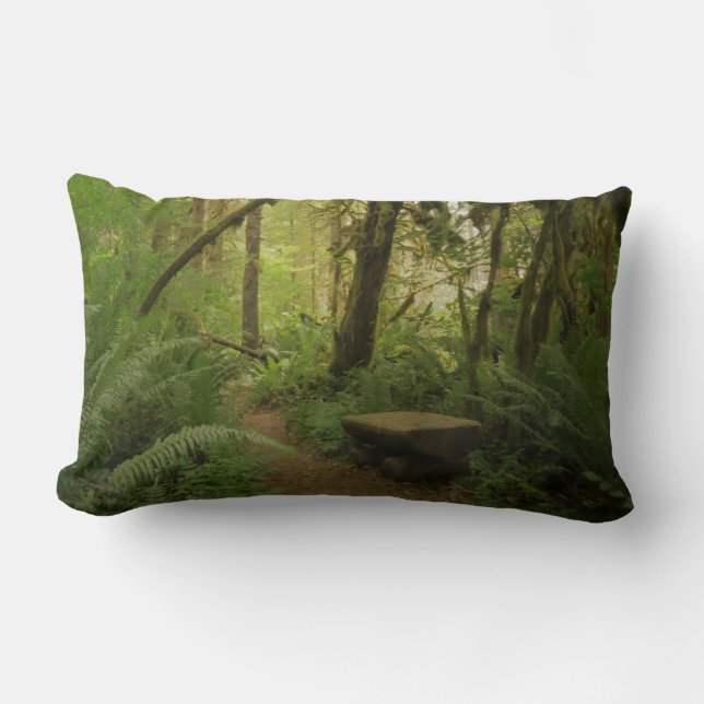Coussin Rectangle Paisible Green Forest Trail à Washington (Recto)