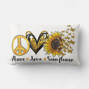 Coussin Rectangle "Paix, Amour, Tournesol"