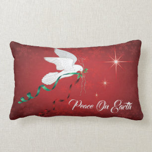 Coussin Rectangle Paix de propagation de colombe de blanc sur terre