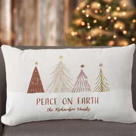 Coussin Rectangle Paix sur Terre Noël Arbres de Noël Élégants