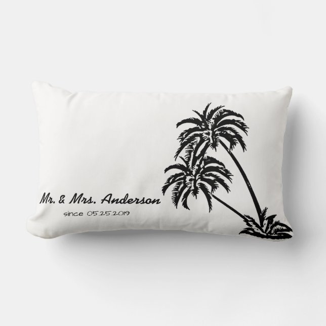 Coussin Rectangle Palm Trees Love Tropical Mariage Personnalisé (Recto)