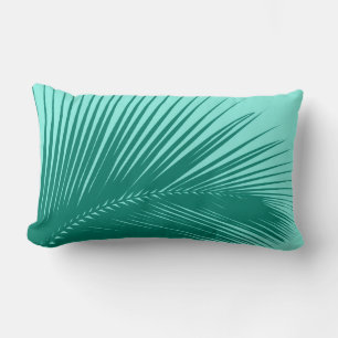 Coussin Rectangle Palmette - turquoise et aqua