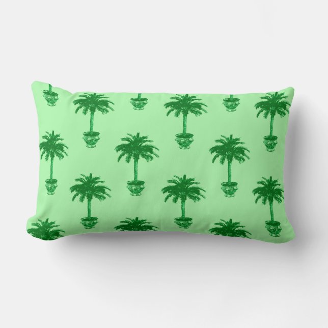 Coussin Rectangle Palmier pointu en émeraude et vert clair (Recto)