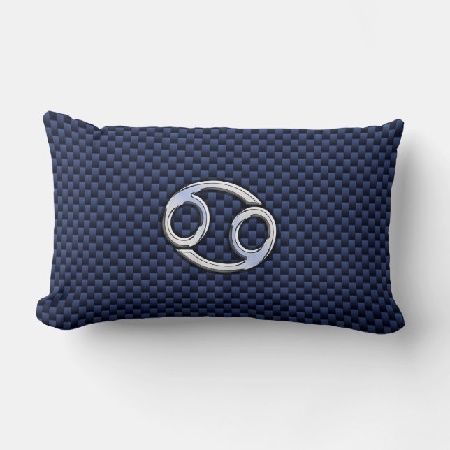 Coussin Rectangle Panneau cancéreux Zodiac Navy Blue Carbon Fiber Pr (Recto)