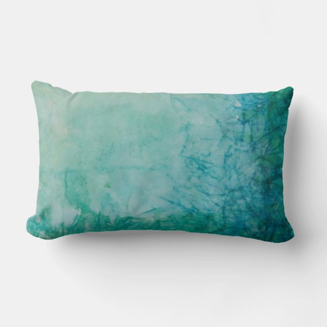Coussin Rectangle Papier avec l'abrégé sur bleu, vert, et noir (Recto)