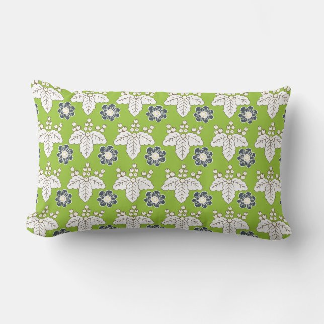 Coussin Rectangle Papier peint floral vert et pourpre de ressort de (Recto)