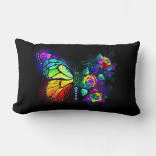 Coussin Rectangle Papillon arc-en-ciel