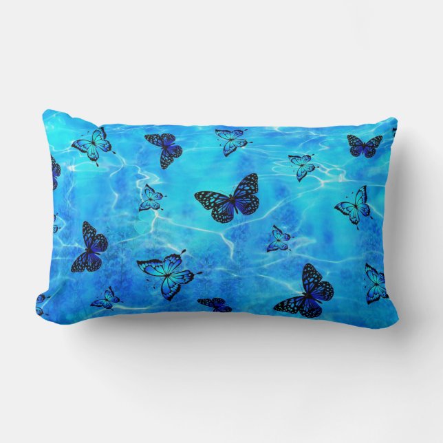 Coussin Rectangle Papillon bleu (Recto)