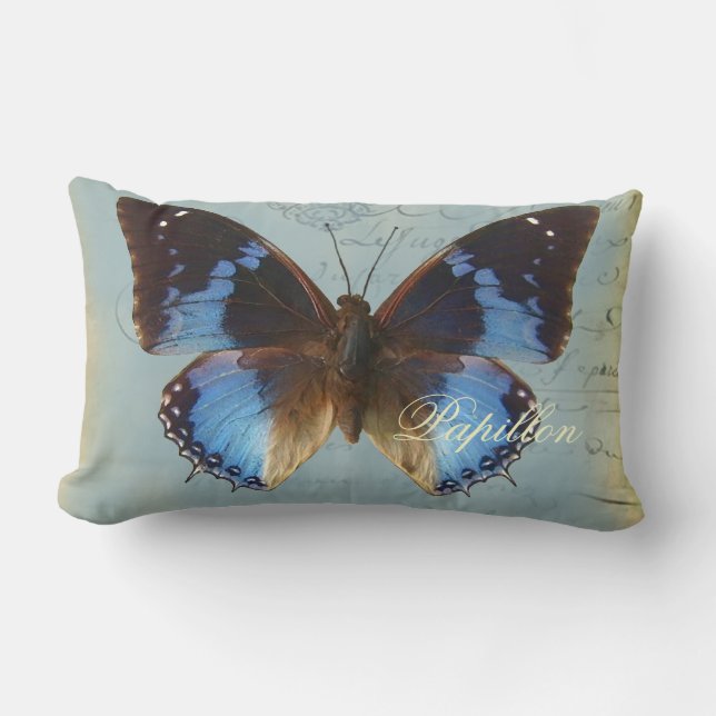 Coussin Rectangle Papillon bleu (Recto)