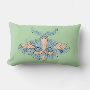 Coussin Rectangle Papillon Céleste Fantaisiste — Bleu Douce et Pêche