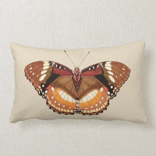 Coussin Rectangle Papillon de monarque en brun, rouille et crème
