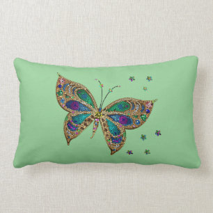 Coussin Rectangle Papillon de mosaïque vert