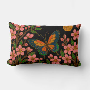 Coussin Rectangle Papillon Fleur de Cerisier Lune