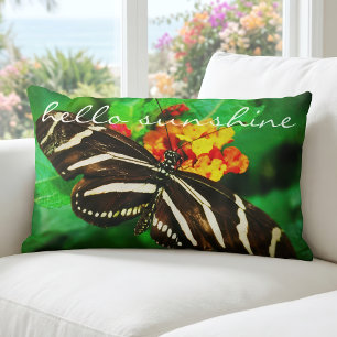 Coussin Rectangle Papillon noir blanc rayures Photo Hello Sunshine