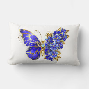 Coussin Rectangle Papillon saphir à fleurs