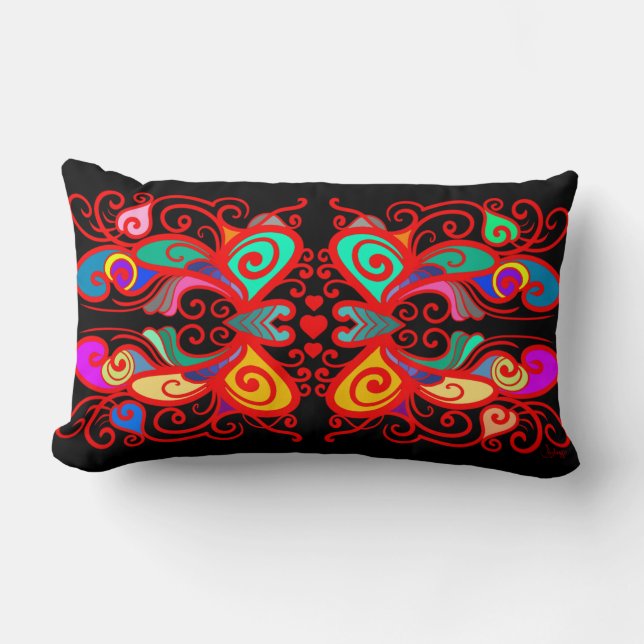 Coussin Rectangle Papillons Abstraits (Recto)