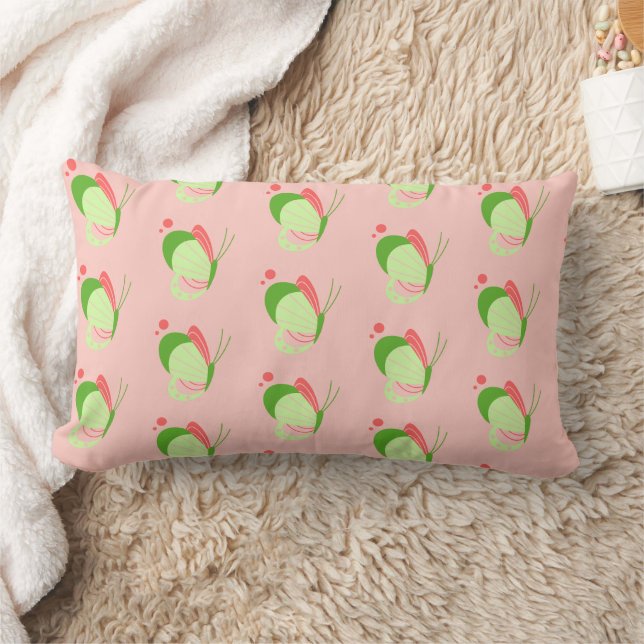 Coussin Rectangle Papillons Rose et Vert Fantaisie (Couverture)