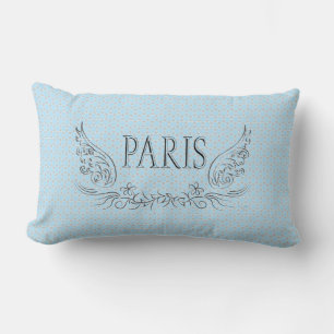 Coussin Rectangle Paris avec Ailes et Fleurs design
