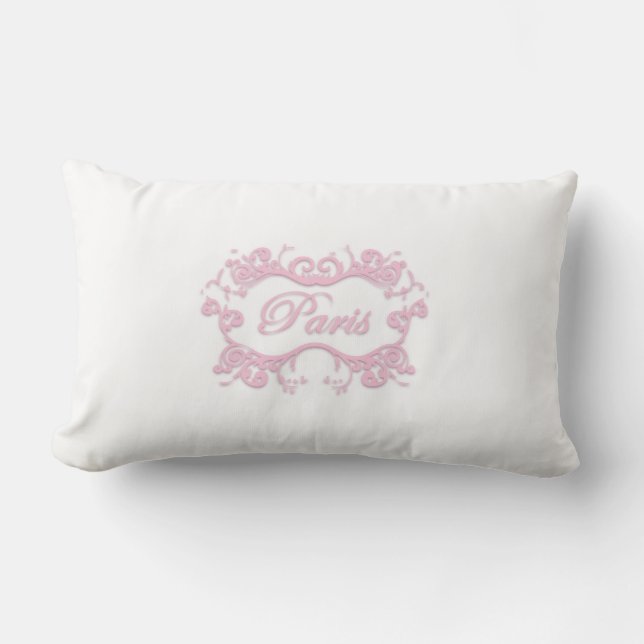 Coussin Rectangle Paris avec ses rouleaux rose (Recto)