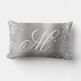 Coussin Rectangle Parties scintillant Argent brillant Satin Foil Fan