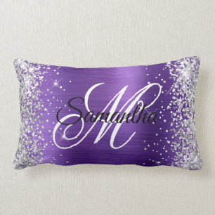 Coussin Rectangle Parties scintillant d'argent Améthyste huile fanta