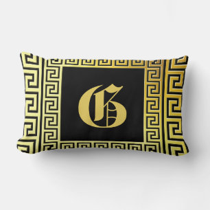 Coussin Rectangle Parties scintillant de luxe clé grecque monogramme