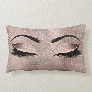 Coussin Rectangle Parties scintillant des cils Noir Glam Make Up Ros